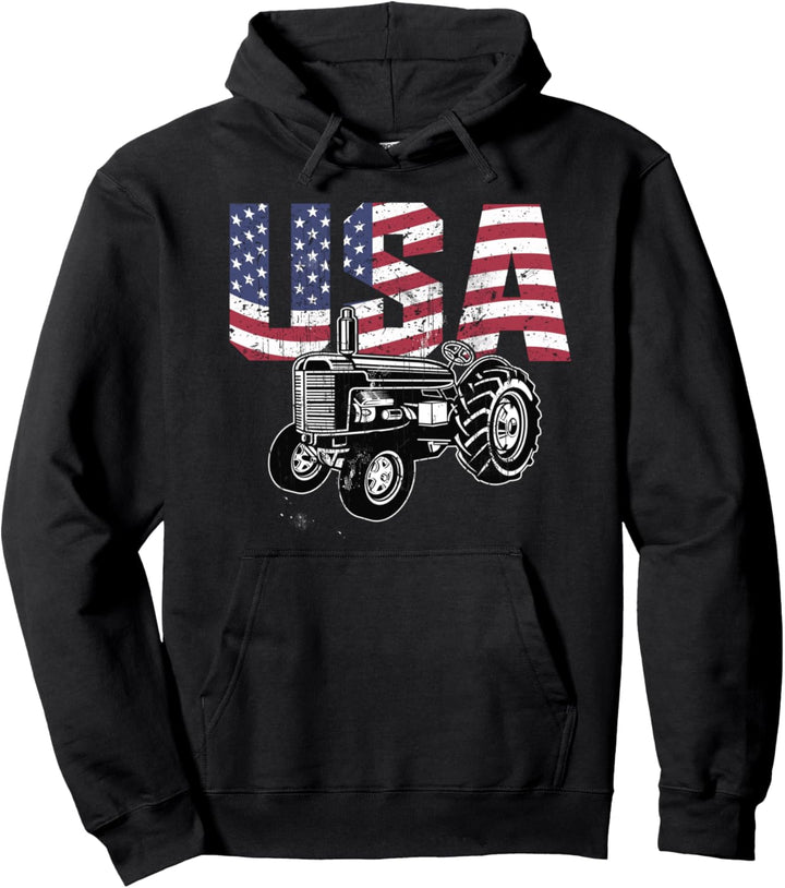 USA-amerikanische Flagge Buchstaben Traktor Landwirtschaft Pullover Hoodie