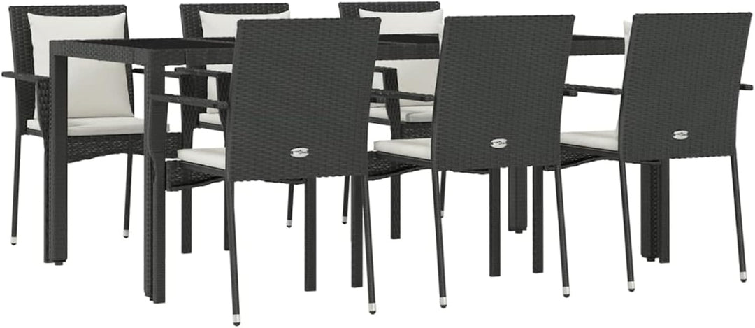 Festnight 7 teilig Garten Sitzgruppe Poly Rattan Gartenmöbel Set 6 Personen Essgruppe Gartentisch mi