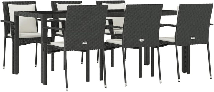 Festnight 7 teilig Garten Sitzgruppe Poly Rattan Gartenmöbel Set 6 Personen Essgruppe Gartentisch mi