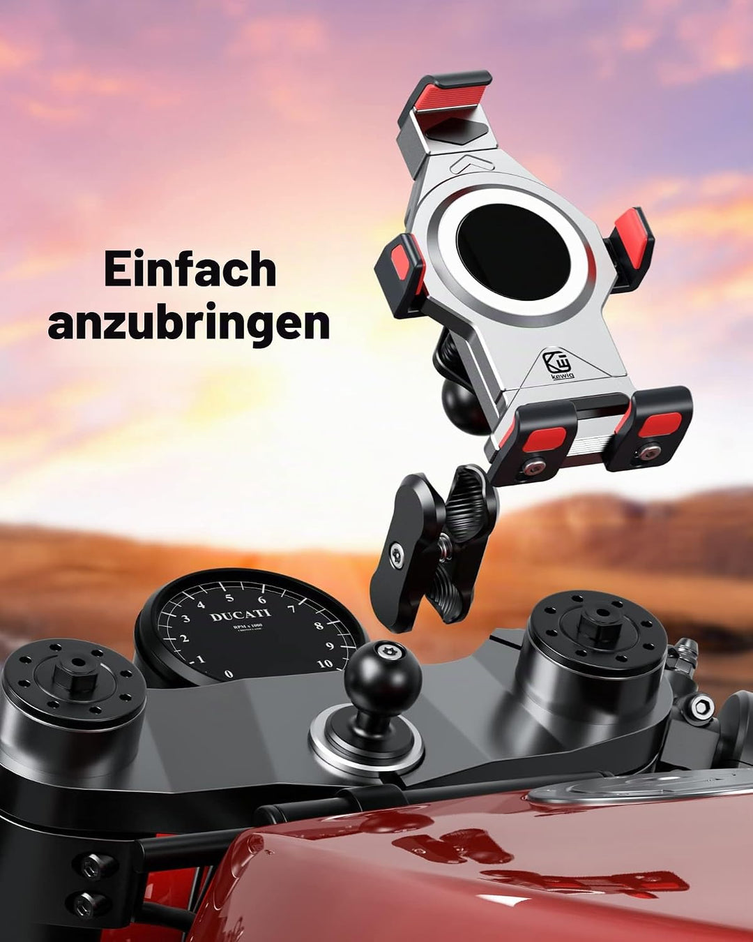 BRCOVAN Aluminiumlegierung Motorrad Gabelschaft Handyhalterung mit Vibrationsdämpfer und Sicherheits