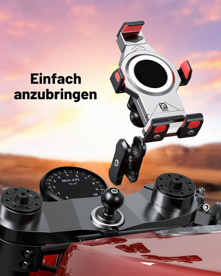 BRCOVAN Aluminiumlegierung Motorrad Gabelschaft Handyhalterung mit Vibrationsdämpfer und Sicherheits