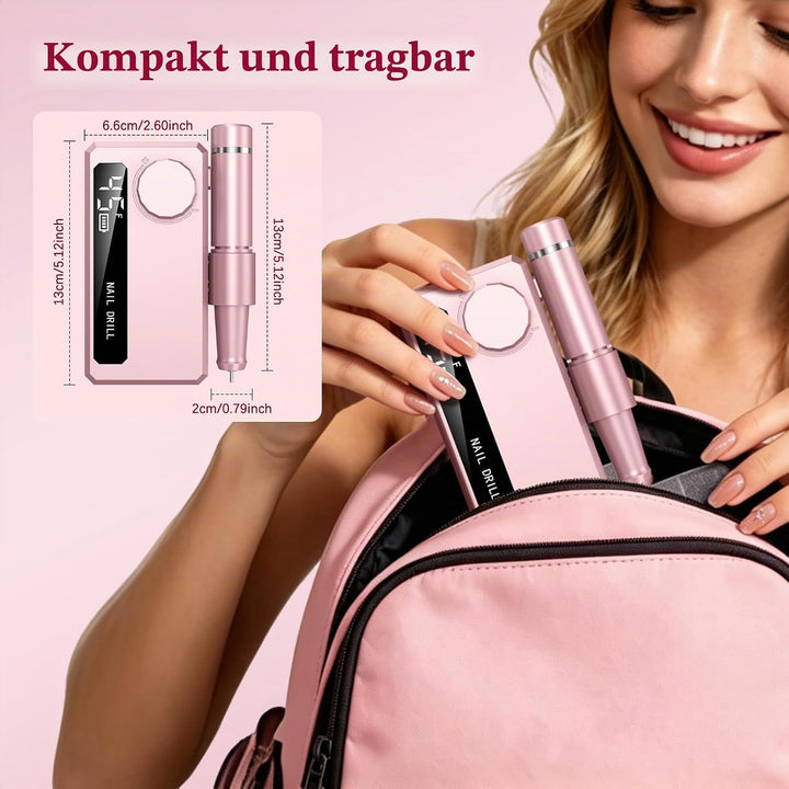 Elektrische Nagelfräser - Professionell Nagelfeile für Gelnägel & Acrylnägel - 45000 u/min Kabellose