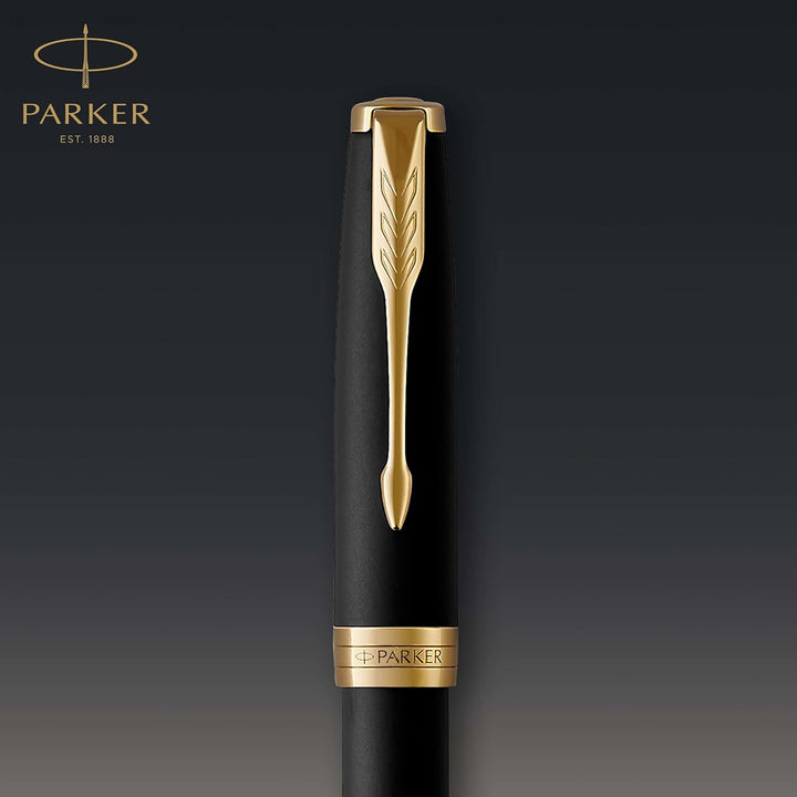 Parker Sonnet Füller | Matt-Schwarze Lackierung mit Goldzierteilen | Füllfederhalter mit feiner Fede