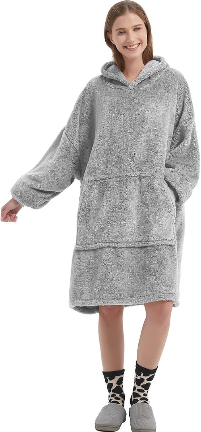 FELOVE Hoodie Decke Ärmeln Kuschelpullover Mit einer grossen Tasche,Tragbare Decke Ultra Soft Bequem