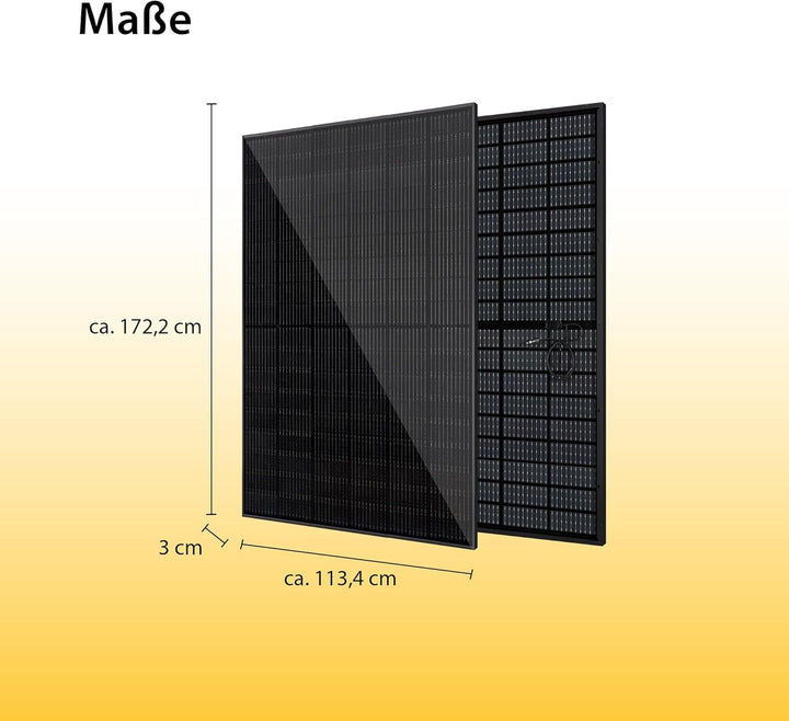 VALE Solarmodul-Set Bifazial 1800 Wp Full Black - Glas-Glas-Module - Solarpanel für Balkonkraftwerke