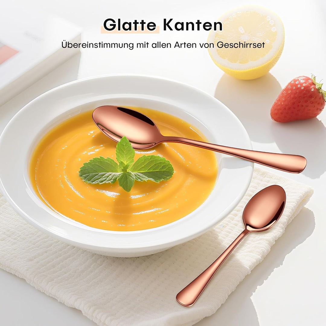 HONKKU Besteck Set 6 Personen, 30 Teilig Roségold Besteckset mit Messer Gabel Löffel, Essbesteck Set