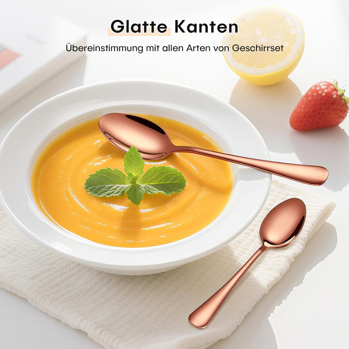 HONKKU Besteck Set 6 Personen, 30 Teilig Roségold Besteckset mit Messer Gabel Löffel, Essbesteck Set