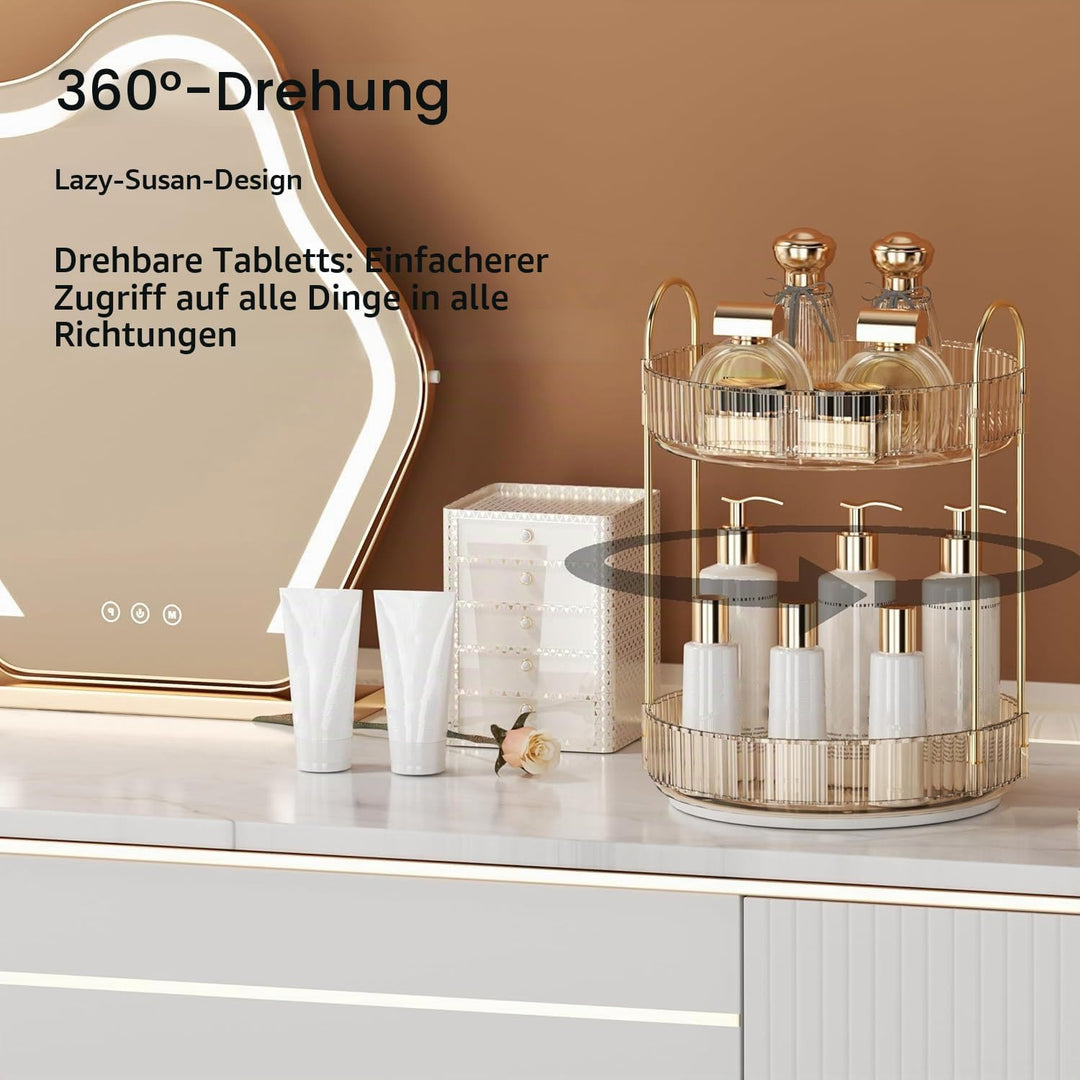 Make Up Organizer, 360° Drehbar Grosse Kapazität Kosmetik Organizer, Multifunktionaler Kosmetik Aufb