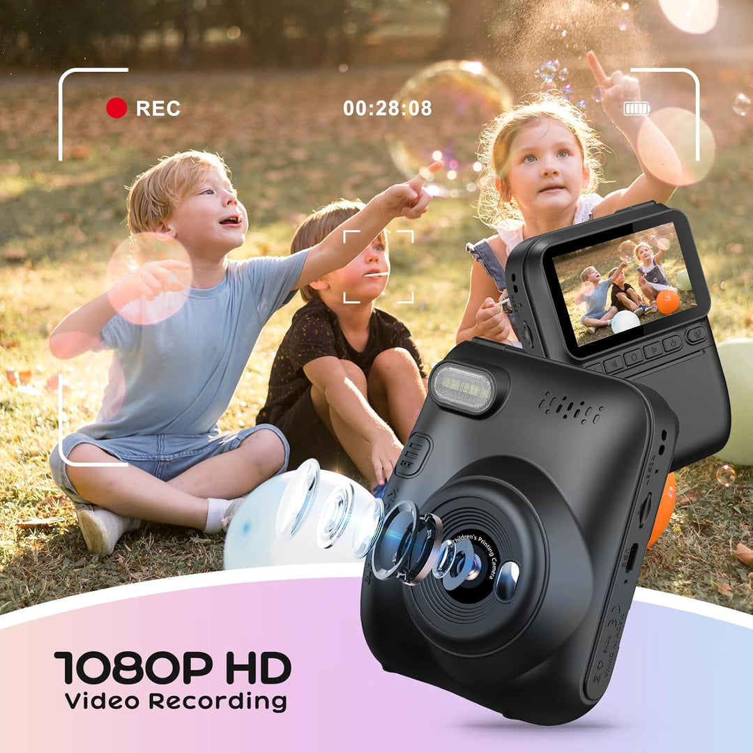 Sofortbildkamera Kinder,14MP 3.0 Zoll Bildschirm Kinderkamera Sofortbildkamera mit 32G Karte, 1080P