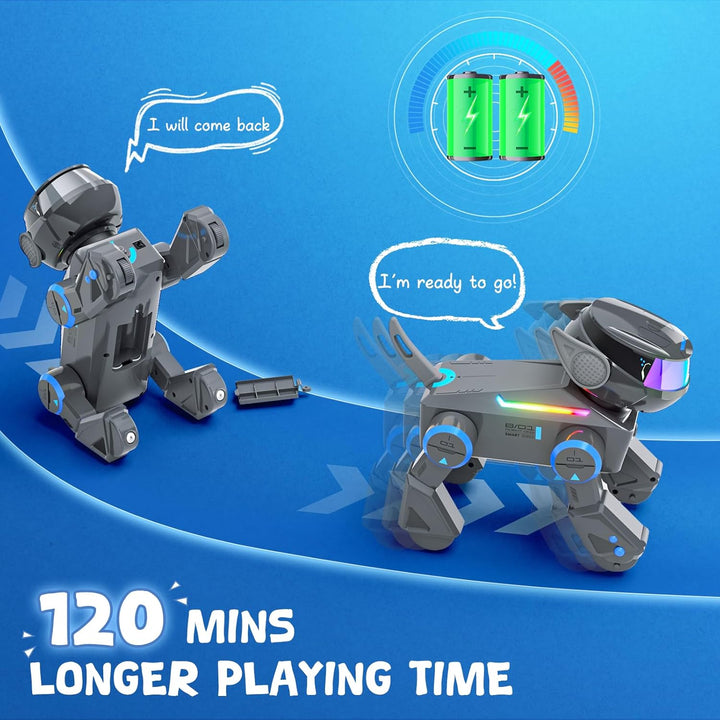 Ferngesteuerter Spielzeug Roboter Hund für Kinder, Schlau Roboter Programmierbar Welpen Spiele mit B