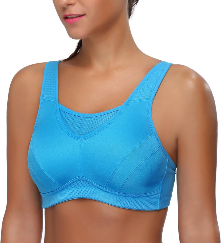 Wingslove Damen Sport BH ohne Bügel Nicht Gepolstert High Impact Bustier Halt Joggen BH 80C Blau, 80