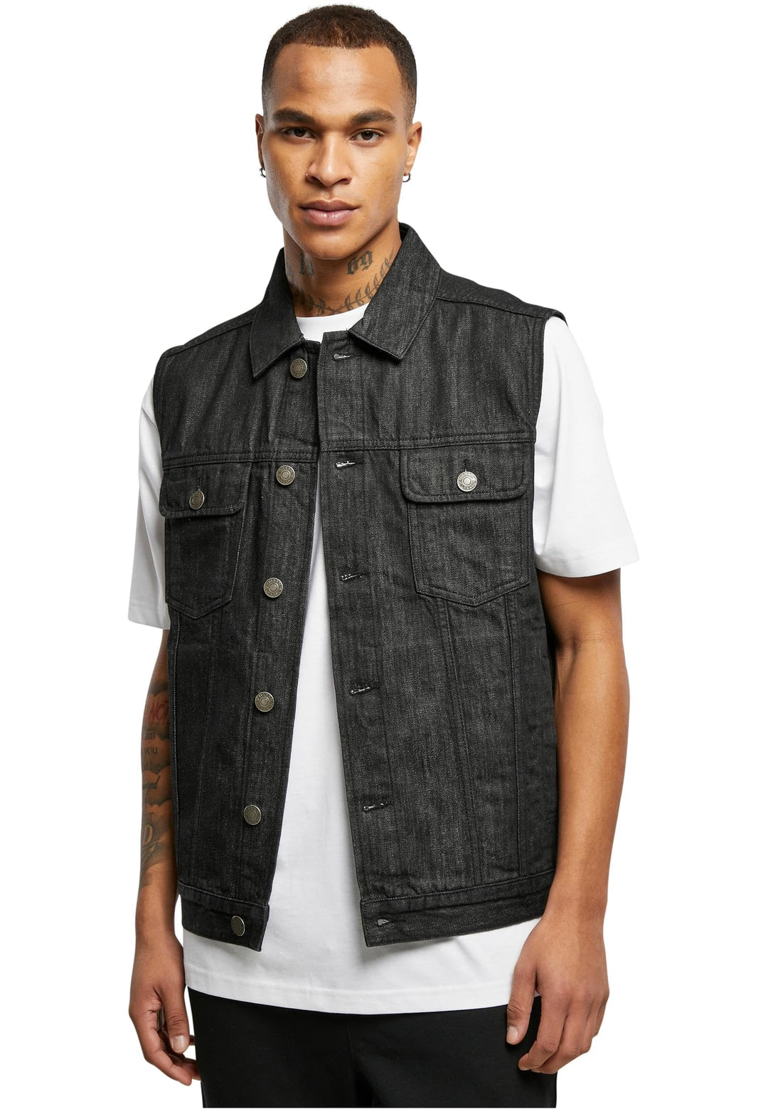 Urban Classics Herren Denim Vest, Männer Jeansweste, erhältlich in vielen verschiedenen Farben, Grös