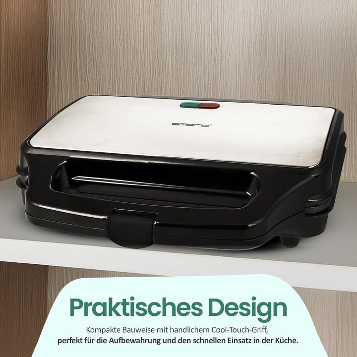 Emerio XXL Sandwichtoaster für alle Toastgrössen geeignet, BPA frei, grosse Muschelform, leicht zu r