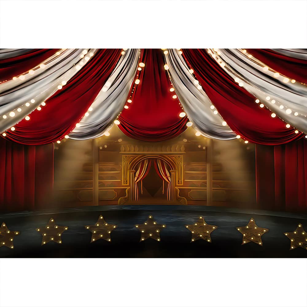 Aoihrraan 1,5x1m Rot Vorhang Bühne Fotografie Hintergrund Zirkus Theater Glitzer Streifen Zelte Hall