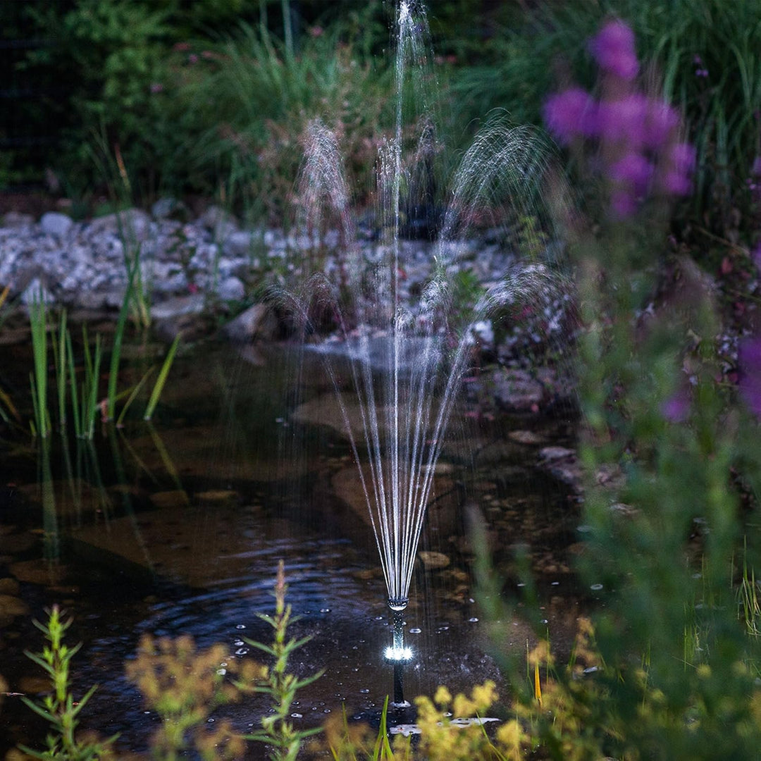 esotec Solar Teichpumpenset 25/700 LED, Teichpumpe mit Filter, aussen Sprinklerpumpe 700l/h, LiFePo4