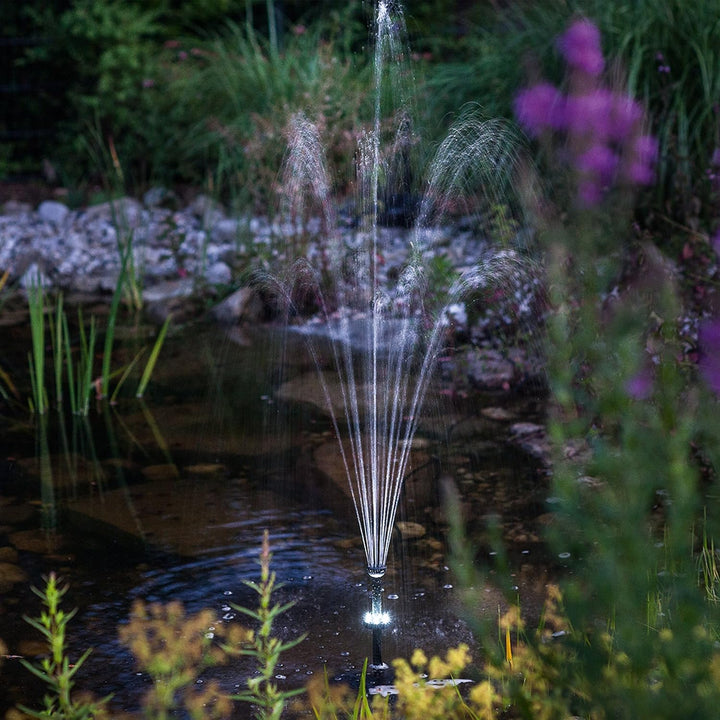 esotec Solar Teichpumpenset 25/700 LED, Teichpumpe mit Filter, aussen Sprinklerpumpe 700l/h, LiFePo4