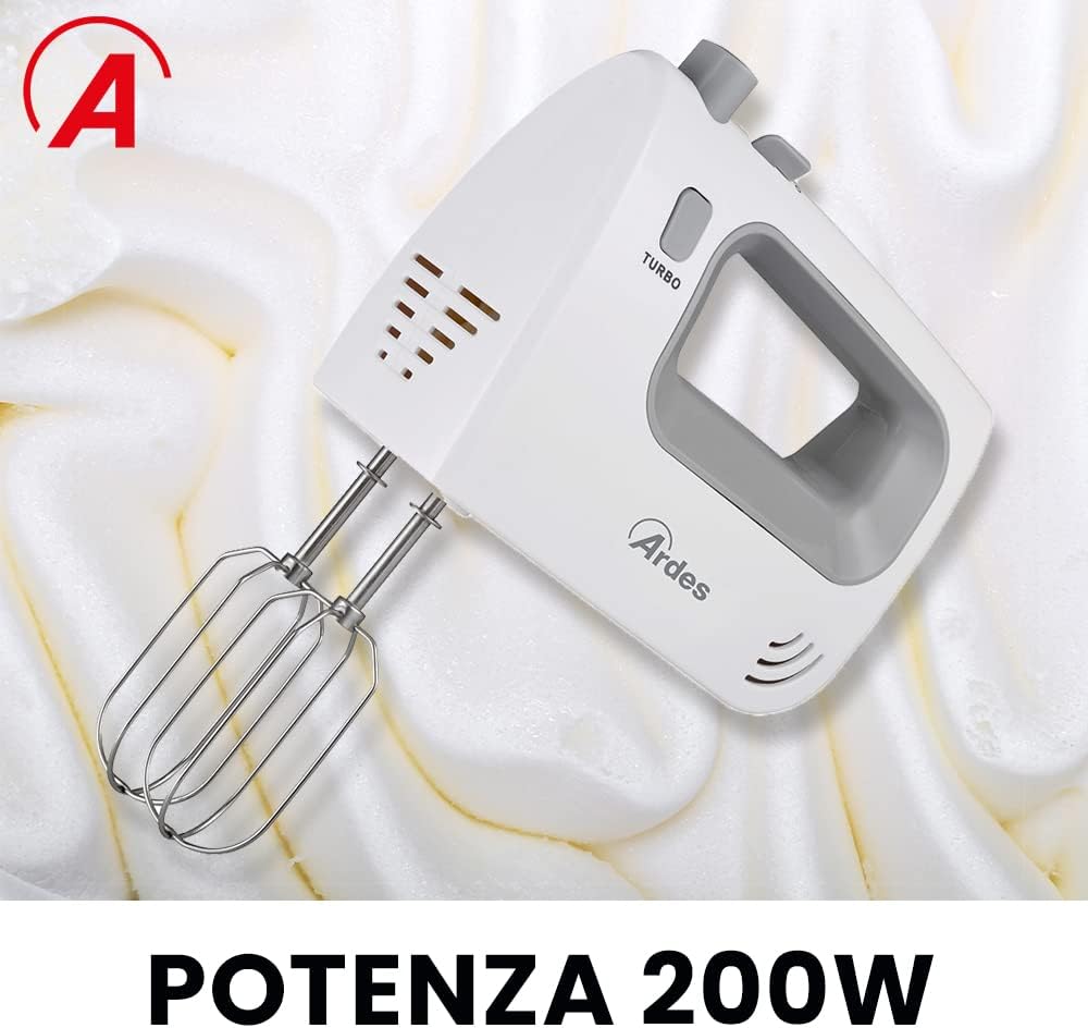 ARDES - ARSBAT01 Spinny Handmixer mit 5 Geschwindigkeiten und Turbo – Handmixer mit Schneebesen zum