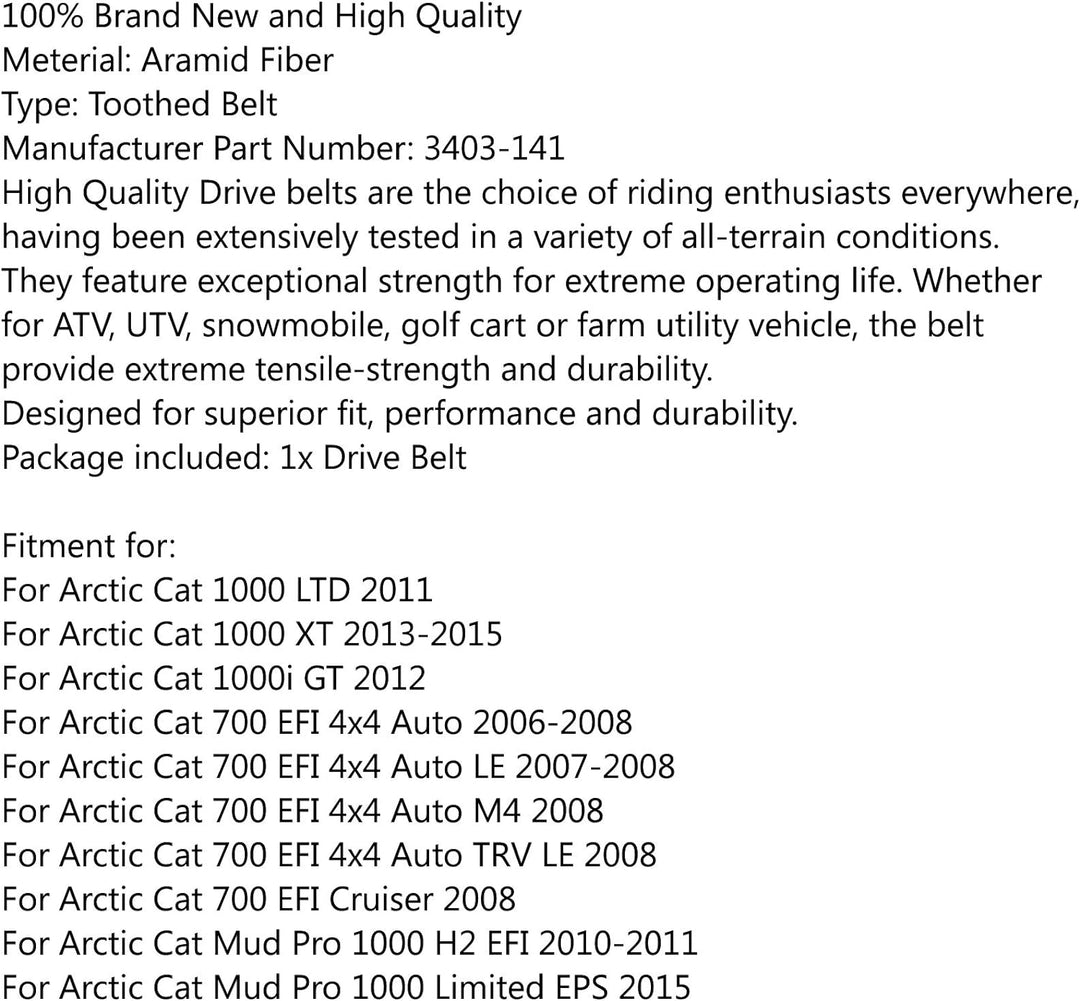 Bruce & Shark Keilriemen Antriebsriemen 3403-141 Passend für Arctic Cat 700 Efi Wildcat 1000 Trv1000