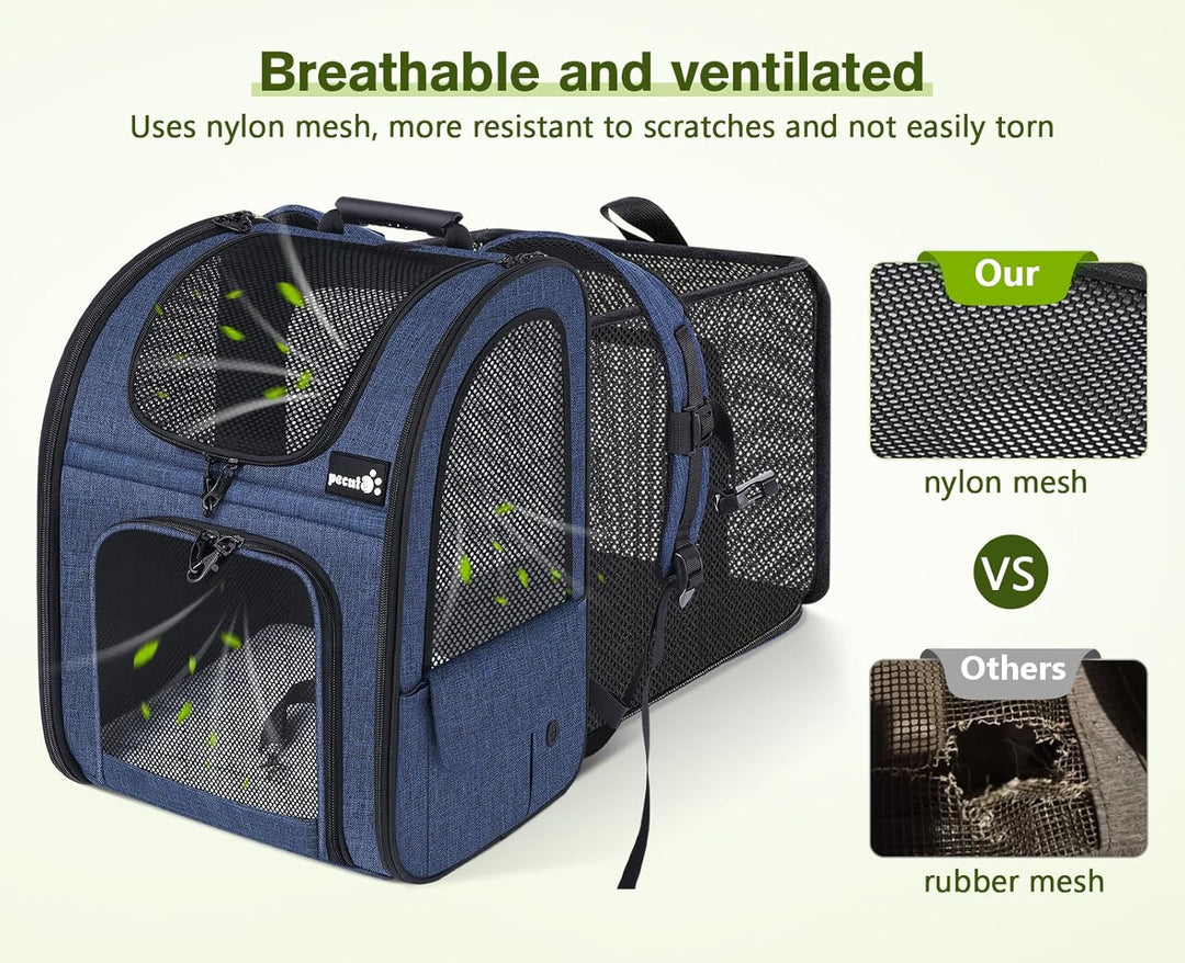 Katzenrucksack Grosse Katzen bis 8kg, Erweiterbar Faltbar, Hunderucksack mit Anti-offener Reissversc