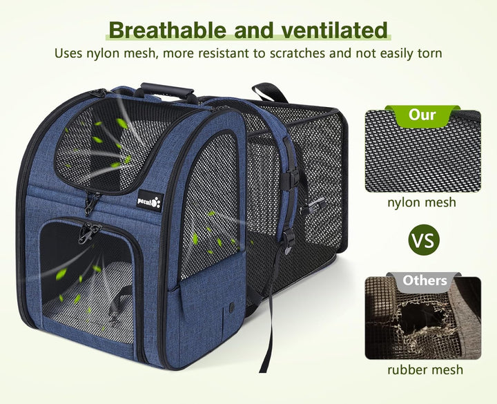 Katzenrucksack Grosse Katzen bis 8kg, Erweiterbar Faltbar, Hunderucksack mit Anti-offener Reissversc
