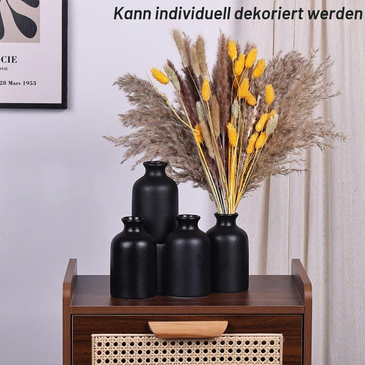 6er-Pack kleine Schwarze Vasen - Moderne Boho-Vasen für Trockenblumen, Tafelaufsätze in grossen Meng