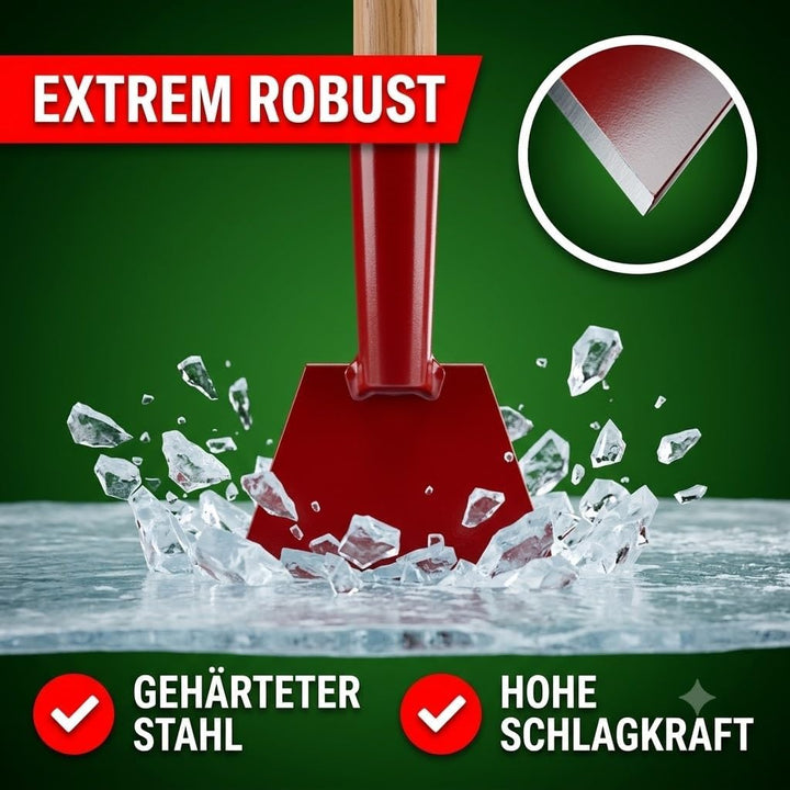 Beton- und Eisstösser 300mm aus gehärtetem Stahl mit 130cm Holzstiel | Robuste Stossscharre &amp; Bodens