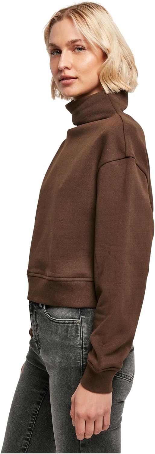 Urban Classics Damen Ladies Organic Short High Neck Crew 3XL Brown, 3XL Brown