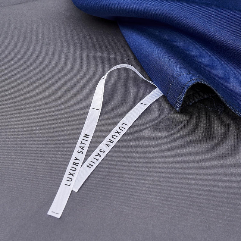 Bettwäsche Satin 155x220 Blau Dunkelblau Grau Seide Glänzend Glatt Bettwäscheset Glanzsatin Sommer U
