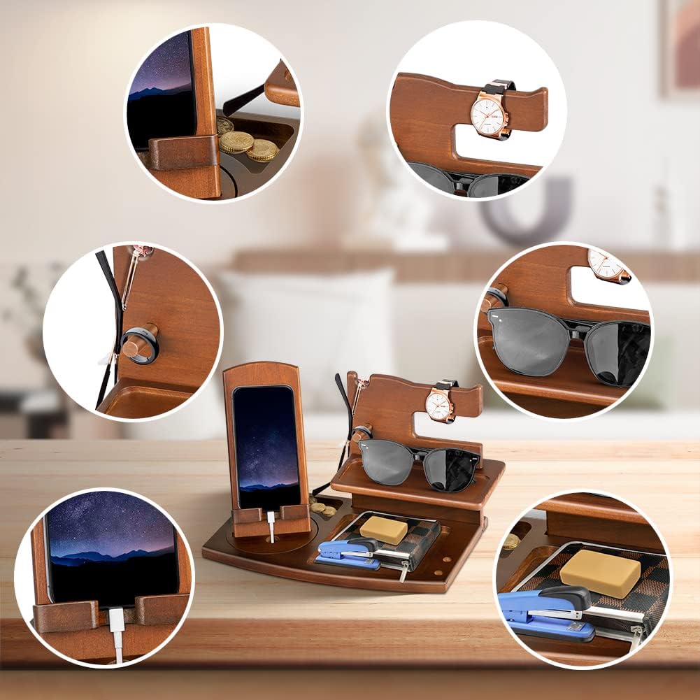 1STKER Weihnachten Geschenke für Männer Geburtstag Holz Telefon Dockingstation Geschenke für Papa Na