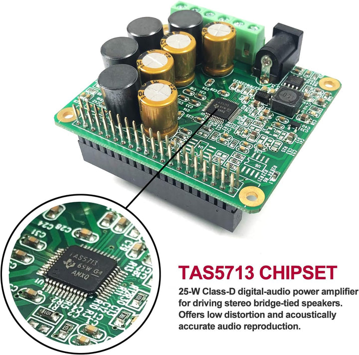 RPI HiFi AMP HAT TAS5713 Amplifier Audio Module 25W Class-D Power Sound Card Expansion Board for Ras