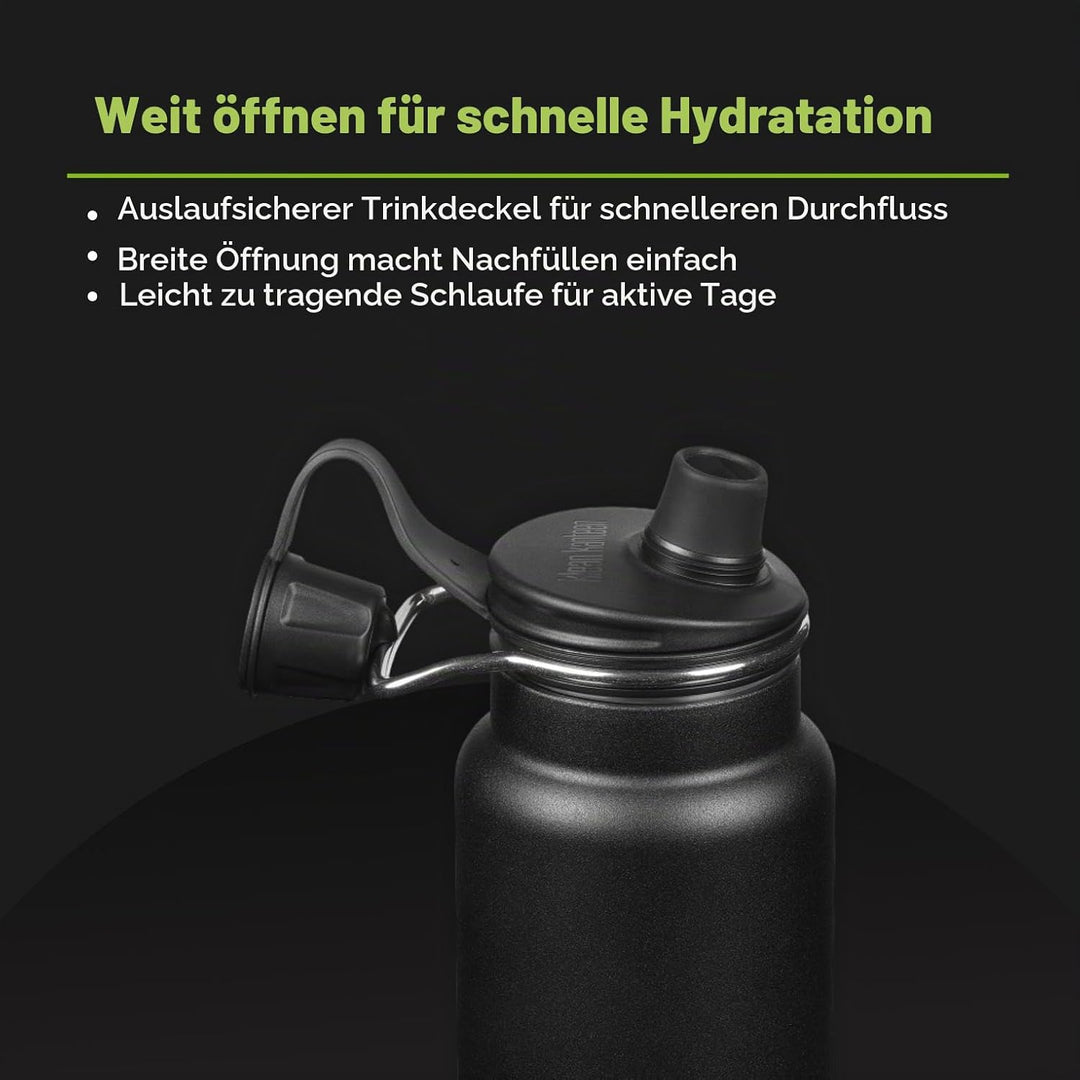 KleanKanteen Herren TKWide VI Trinkflasche, Black, One Size Schwarz, Schwarz