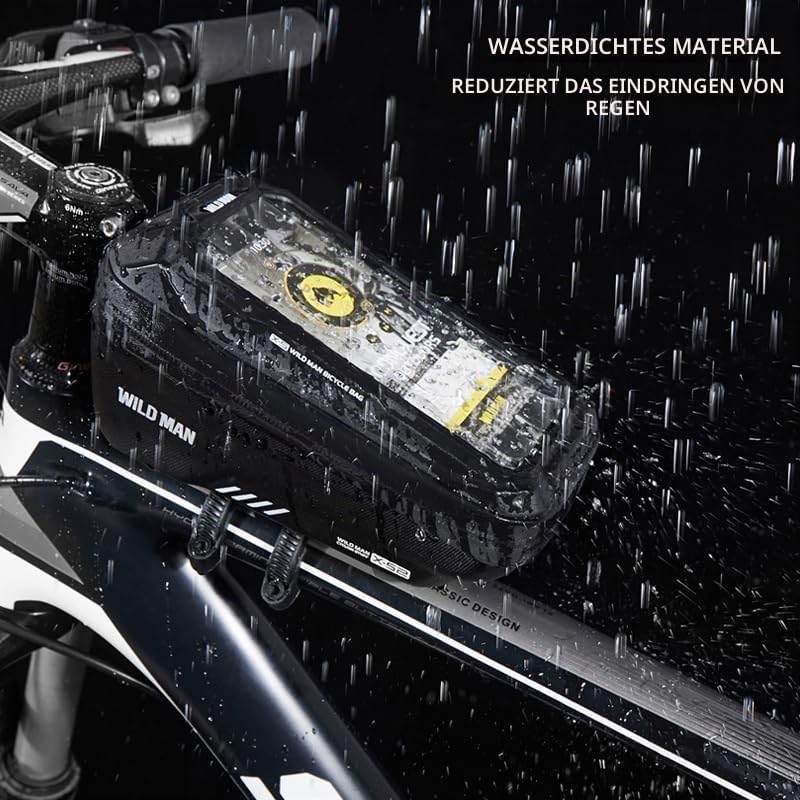 Rahmentasche Fahrrad - wasserdichte Oberrohrtasche Fahrrad Handytasche mit TPU-Touchscreen für Smart