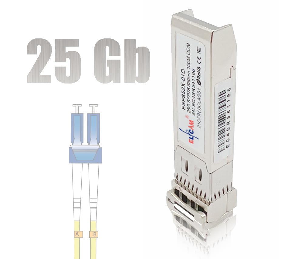 Elfcam® - 25G SFP28 SR 850nm Transceiver Modul kompatibel mit NVIDIA Mellanox und Intel E810, 25GBAS