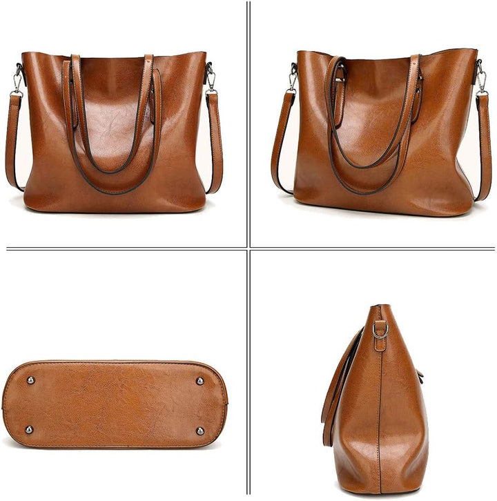 Coolives Damen Tote Shopper Tasche Schultertasche mit Schultergurt Umhängetasche Handtasche aus PU-L