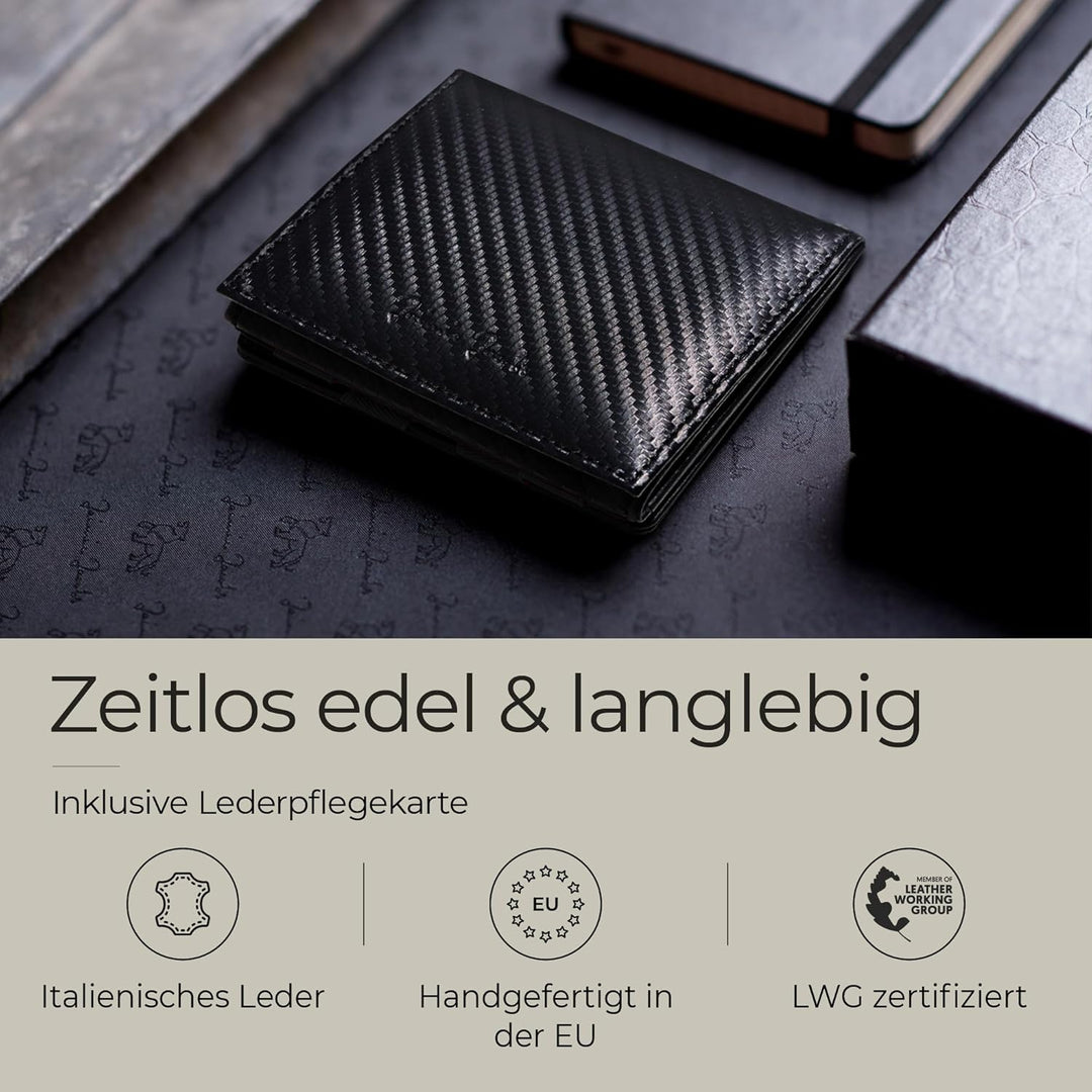 Jaimie Jacobs Flap Boy AirTag Edition Magic Wallet mit Münzfach Echtleder (Carbon), Carbon