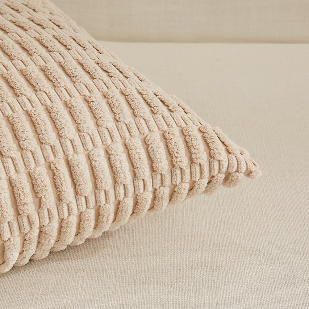 4er Set Boho Kissenbezug 30x30 Neutral Flauschig Kissenbezüge Kordsamt Kissenhülle Dekokissenbezug S