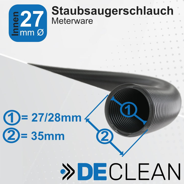 DeClean Saugschlauch 27-28 mm Absaugschlauch Schlauch Universal Meterware Elektrowerkzeuge, Säge, Sc