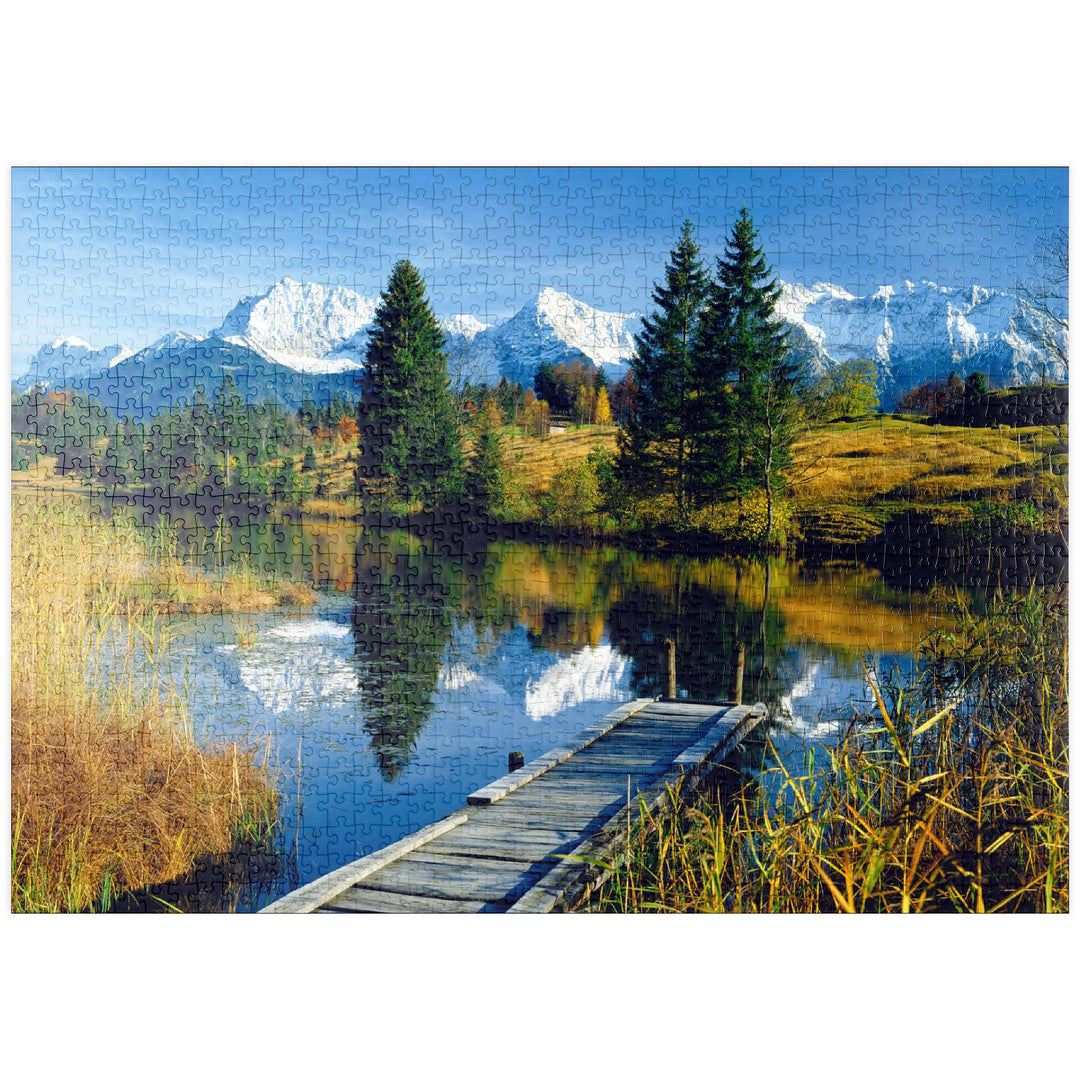 Geroldsee gegen Karwendelgebirge bei Mittenwald, Oberbayern - Premium 1000 Teile Puzzle - MyPuzzle S