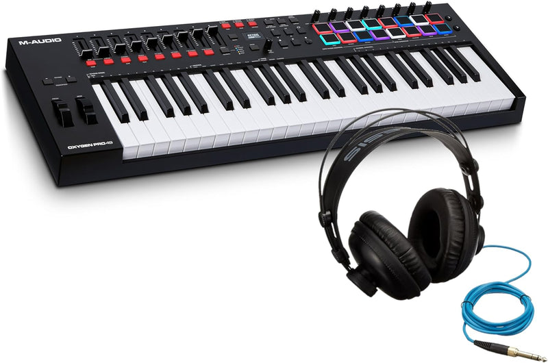 M-Audio Keyboard Controller + Alesis Kopfhörer Bundle – Oxygen Pro 49-Tasten USB MIDI Keyboard Contr