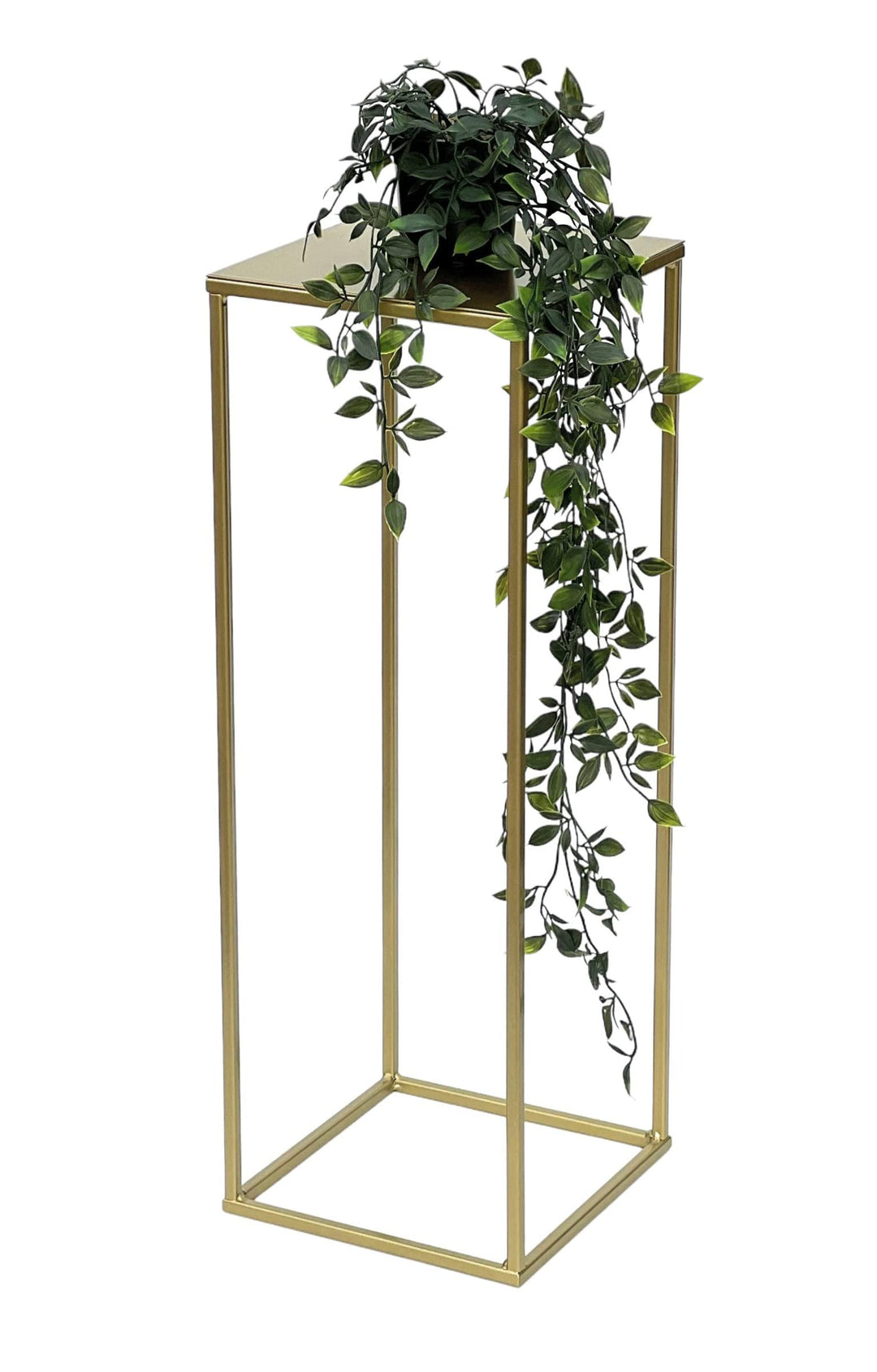 DanDiBo Blumenhocker Metall Gold Eckig 82-42 cm Blumenständer Beistelltisch 96406 Blumensäule Modern