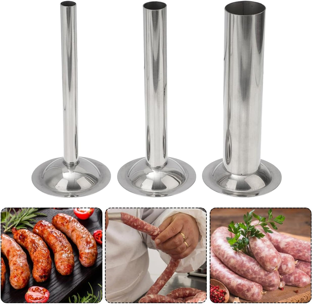 HEMOTON Wurstfüller Trichter Set Edelstahl 3 Grössen Wurstfüllrohre Für Fleischwolf Zubehör Wurstfül