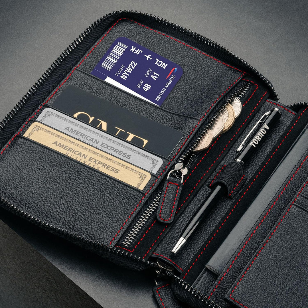TORRO Reisebrieftasche - Reisebrieftasche aus echtem Leder mit Reisepasshalter und abnehmbarem Karte