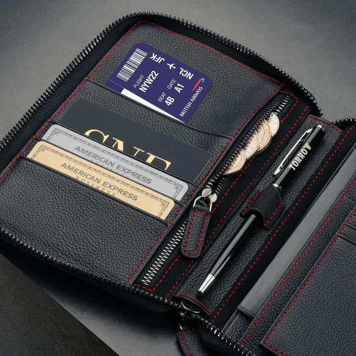 TORRO Reisebrieftasche - Reisebrieftasche aus echtem Leder mit Reisepasshalter und abnehmbarem Karte