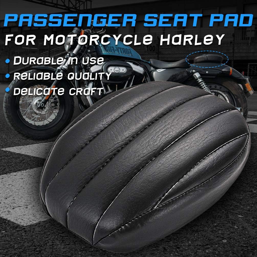 KATUR Motorrad-Solo-Sitzkissen, schwarz, für Fahrersitz, Naht, Kunstleder, kompatibel mit Harley Spo