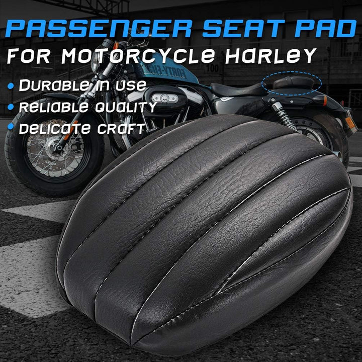 KATUR Motorrad-Solo-Sitzkissen, schwarz, für Fahrersitz, Naht, Kunstleder, kompatibel mit Harley Spo