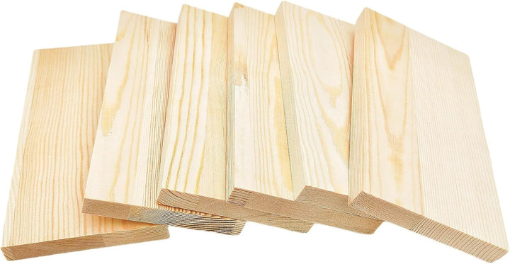6 rechteckige Holzbretter, unbehandelte Holzblöcke, 20 x 10 x 1,5 cm, roh, Holzblöcke für DIY zum Sc