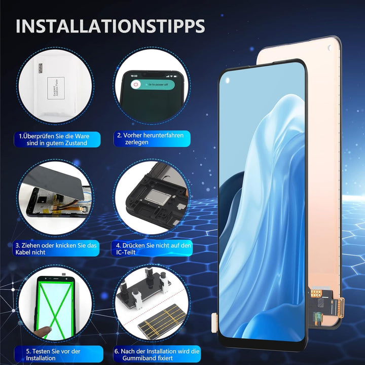 RongZy Ersatz Display Kompatibel für Oppo Reno7 4G/5G CPH2371 CPH2363/Find X5 Lite 5G 2022 incell To