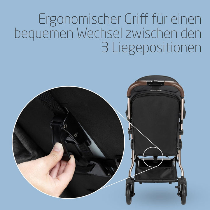 Eva3 Kinderwagen, 0–4 Jahre, 0–22 kg, Baby Kinderwagen, Leicht und kompakt, Flache Liegeposition, 3
