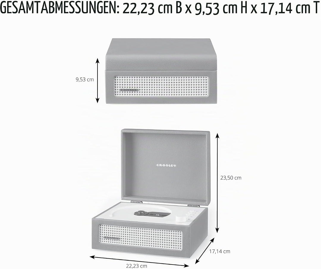 Crosley CR3517A-WB Voyager Retro tragbarer CD-Player mit Stereo-Bluetooth-Lautsprechern und FM-Radio