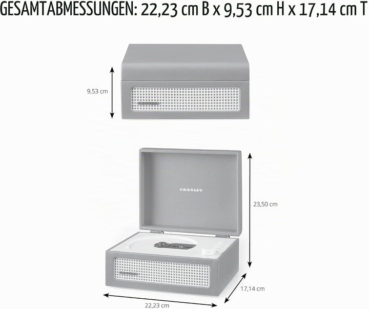 Crosley CR3517A-WB Voyager Retro tragbarer CD-Player mit Stereo-Bluetooth-Lautsprechern und FM-Radio